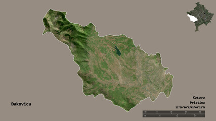 akovica, district of Kosovo, zoomed. Satellite