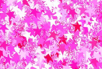 Light Purple, Pink vector background with colored stars.