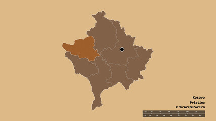 Location of Pecki, district of Kosovo,. Pattern