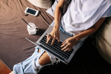 Woman working at home