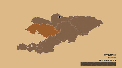 Location of Jalal-Abad, province of Kyrgyzstan,. Pattern