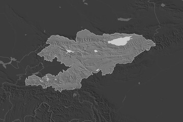 Fototapeta premium Kyrgyzstan borders. Neighbourhood desaturated. Bilevel