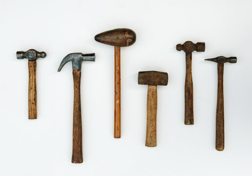 Collection of vintage hammers of various kinds