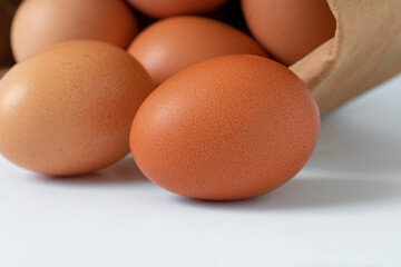 Fresh eggs, packed in kraft paper bags