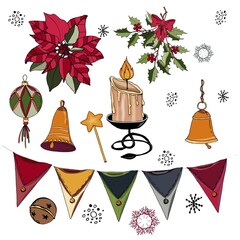 Set with the image of New Year s attributes