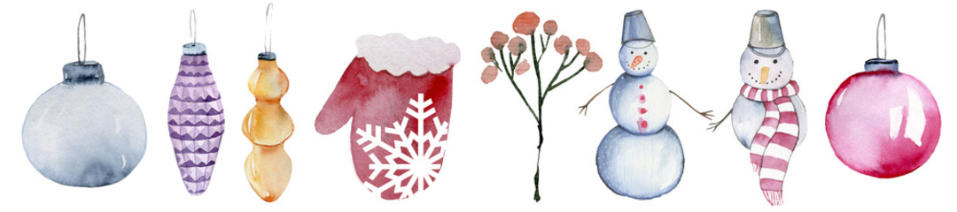 Set of bright Christmas elements.