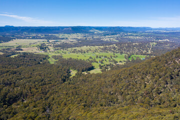 Fototapeta na wymiar A large green valley in the Central Tablelands in regional Australia