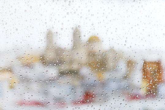 Cadiz Cathedral through the rain drops