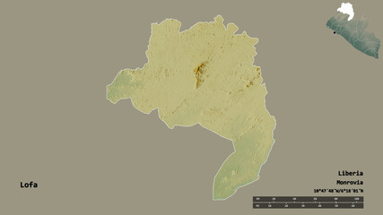 Lofa, county of Liberia, zoomed. Relief