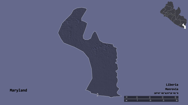 Maryland, county of Liberia, zoomed. Administrative