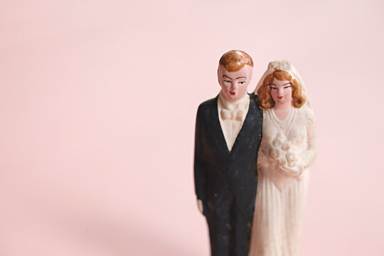 Vintage wedding couple cake topper decoration
