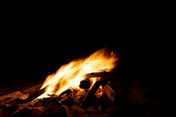 Fire flames collection isolated on black background