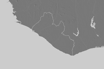 Liberia outlined. Bilevel