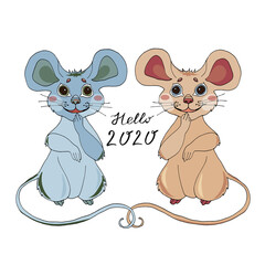 Cartoon mouse with poinsettia flower For the design of children's clothing, textiles, cards, stickers