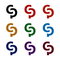 Initial letter CP logo, color set