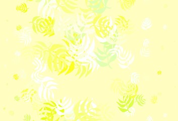 Light Green, Yellow vector abstract pattern with leaves.