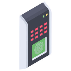 
Biometric concept, finger scanner isometric icon 

