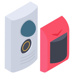 
Security button sensor, isometric icon 
