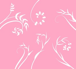 Fototapeta na wymiar Leaves on pink background 