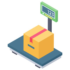 
Warehouse machine, weight scale icon in isometric icon 
