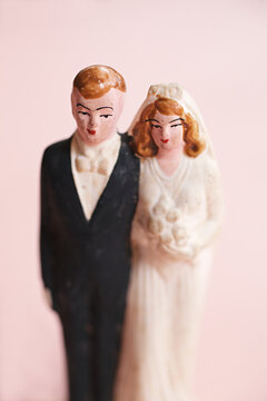 Vintage wedding couple cake topper decoration