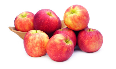 Fototapeta na wymiar Ripe red apple fruit with apple half on white background. 