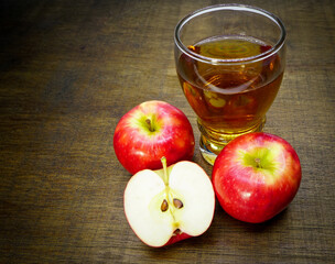 Fresh, organic wooden ready to drink on a wooden table.	