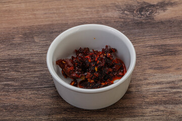 Fried chili pepper sauce with oil
