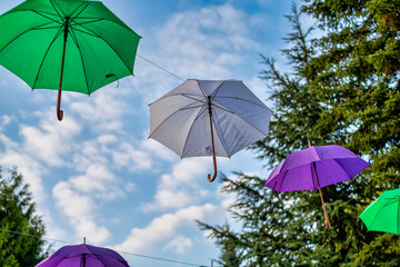 umbrellas in the city sky