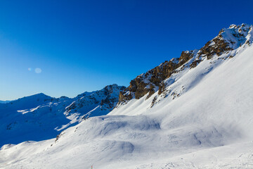 Fototapeta na wymiar Mountain View skiing in St Moritz, Switzerland