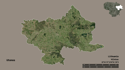 Utenos, county of Lithuania, zoomed. Satellite