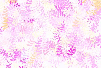 Fototapeta na wymiar Light Pink, Yellow vector doodle backdrop with leaves.
