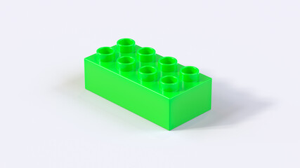 Ultra Green Plastic Block on a White Background. 3d render with a work path