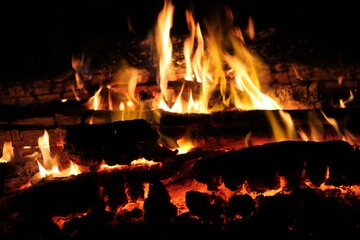 Fototapeta premium fire in fireplace