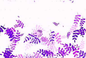 Light Purple vector natural pattern with leaves.