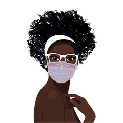 Portrait of a beautiful african woman with earring. Female portrait. Black beauty concept.