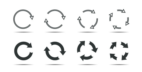 Set of grey circle arrows. Vector Icons. Graphic for website.