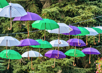 umbrellas in the city sky