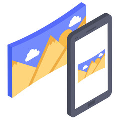 
Advanced technology, augmented reality in isometric icon  
