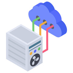 
Icon of cloud networking in isometric design 
