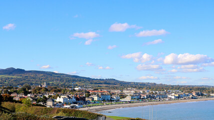 Fototapeta na wymiar View of the city Bray from the sea. Co.Wicklow, Ireland.