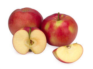 Naklejka na ściany i meble Set of fresh whole and cut apples isolated on a white background