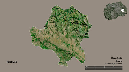 Radovis, municipality of Macedonia, zoomed. Satellite