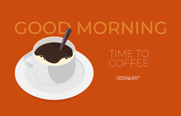 Cup of coffee. Top view. Vector.