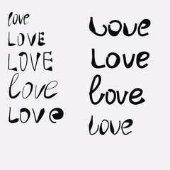 set the word love. black and white lettering. design of posters, posters. for printing on fabric, wrapping paper. card design for February 14, Valentine's Day. romantic, confession of feelings. trend,