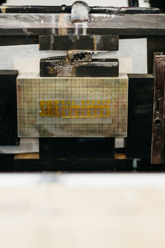 Letterpress artist in her studio