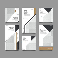 Design backgrounds for social media banner.Set of instagram stories and post frame templates.Vector cover. Mock up for personal blog or shop.Layout for promotion.