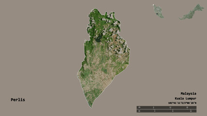 Perlis, state of Malaysia, zoomed. Satellite
