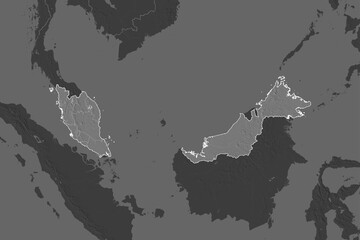 Malaysia borders. Neighbourhood desaturated. Bilevel