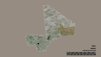Location of Gao, region of Mali,. Satellite